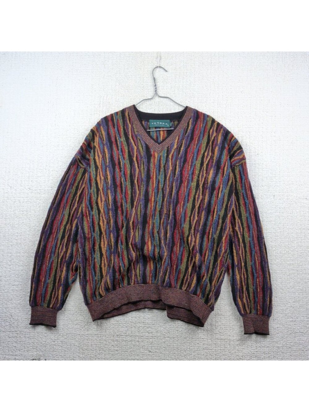 Vintage 90s Tundra Sweater Men’s Large Textured 3D Coogi Style Hip Hop Canada**